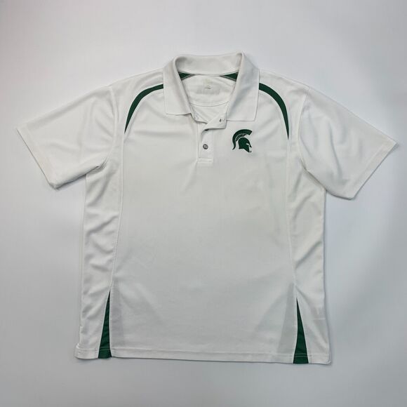 Michigan State Spartans Polo Shirt Mens XL Extra Large White Green Logo - Picture 2 of 9